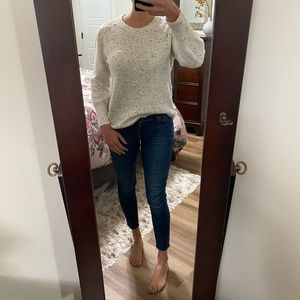 White puff sleeve sweater, S